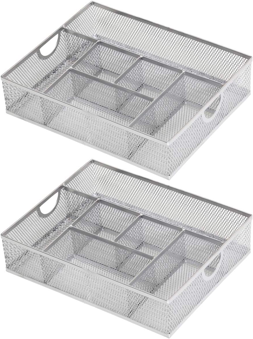YBM HOME 2-Pack Cosmetic Storage Makeup Organizer Holds Your Cosmetics, Makeup Brushes, Pencils and Accessories, Designed for Vanity Bathroom or Counter Dresser, Stainless Steel Mesh Design 1152