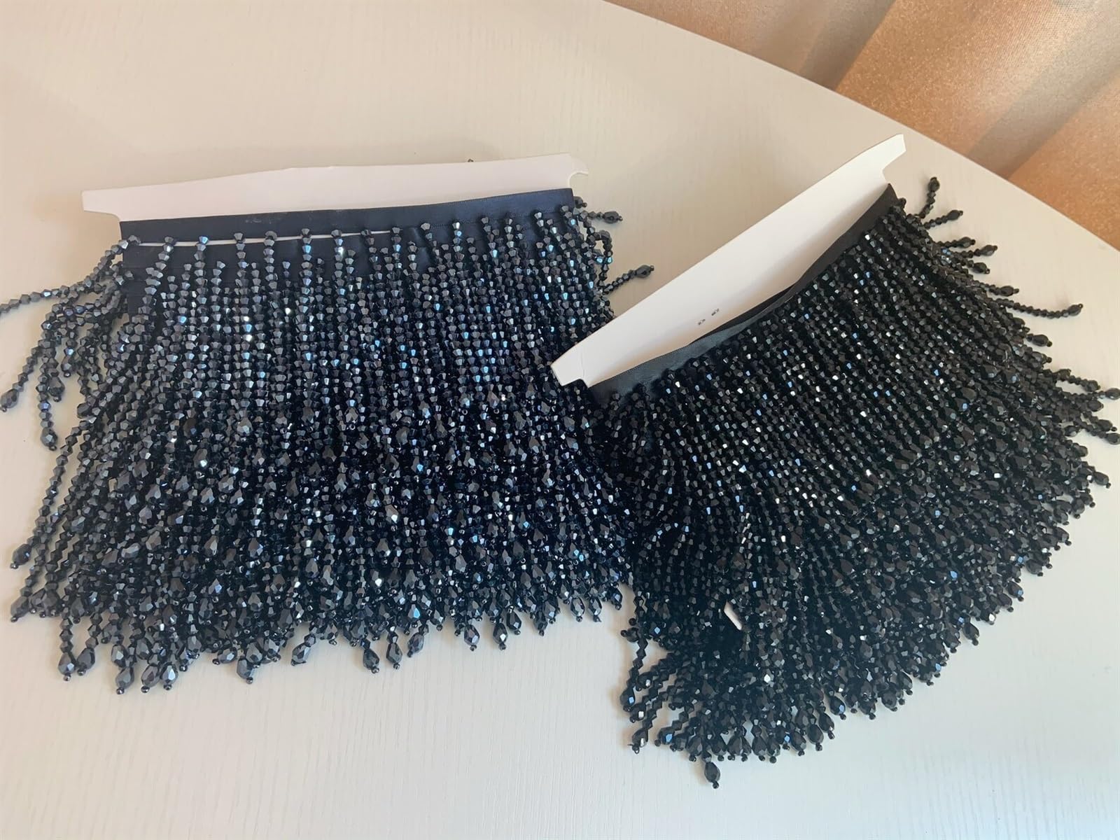 Fransenborte 1 Yard 3,9 Zoll Kristallperlen-Fransenbesatz for Couture-Tanzkostüme, glitzernde Tan-Braun-Kristallquaste for lateinamerikanische Kleidung, Tanzkleidung