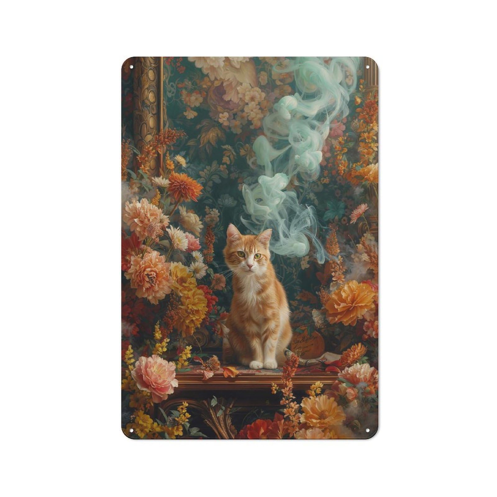 Junmoney Style-8 Vintage Metal Plaque 30X20cm Featuring Floral Majesty For Hallway Wall, For Wall Display Collectors
