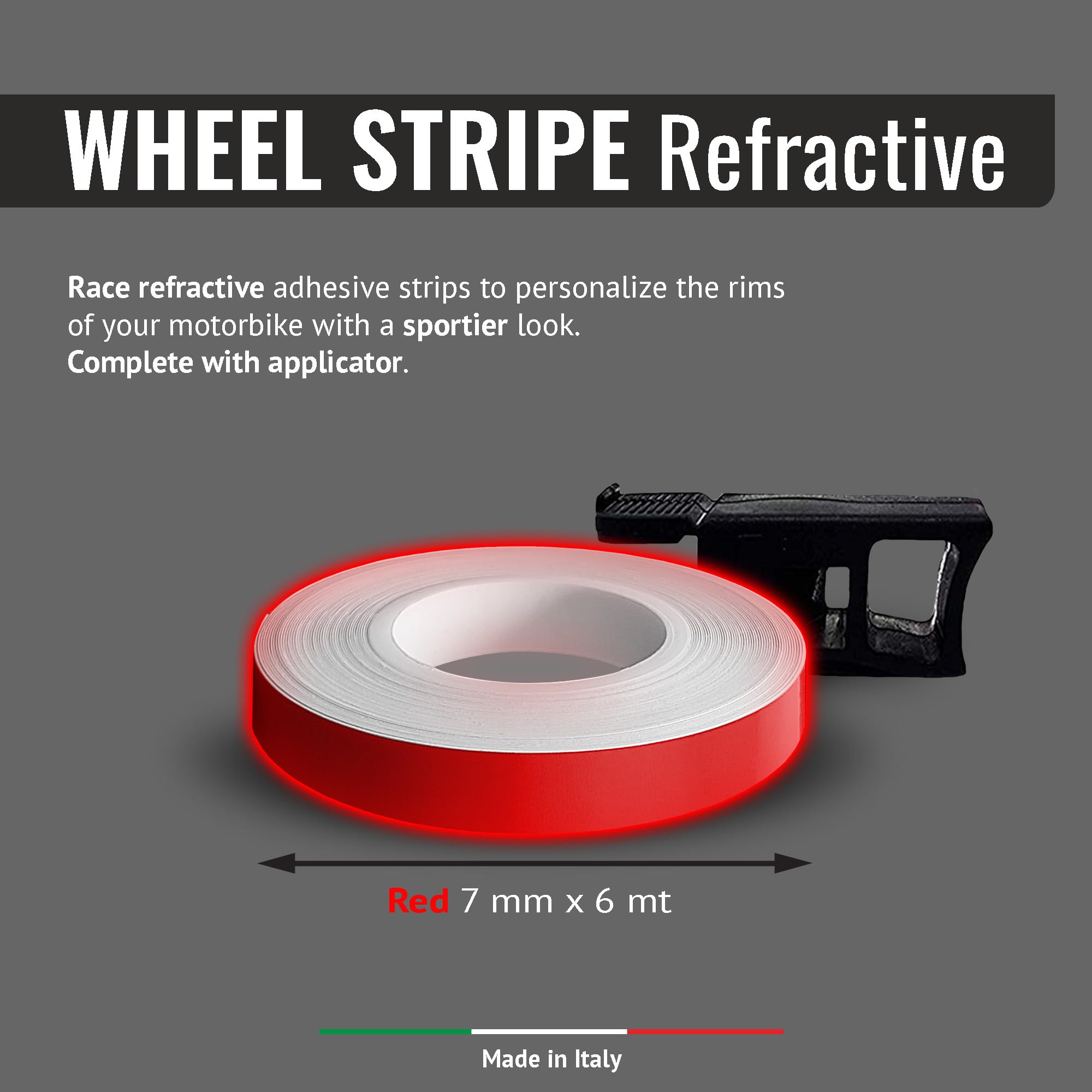 Strisce Adesive Rifrangenti Rosse 7mm x 6m per Cerchi Moto 4R Quattroerre.it