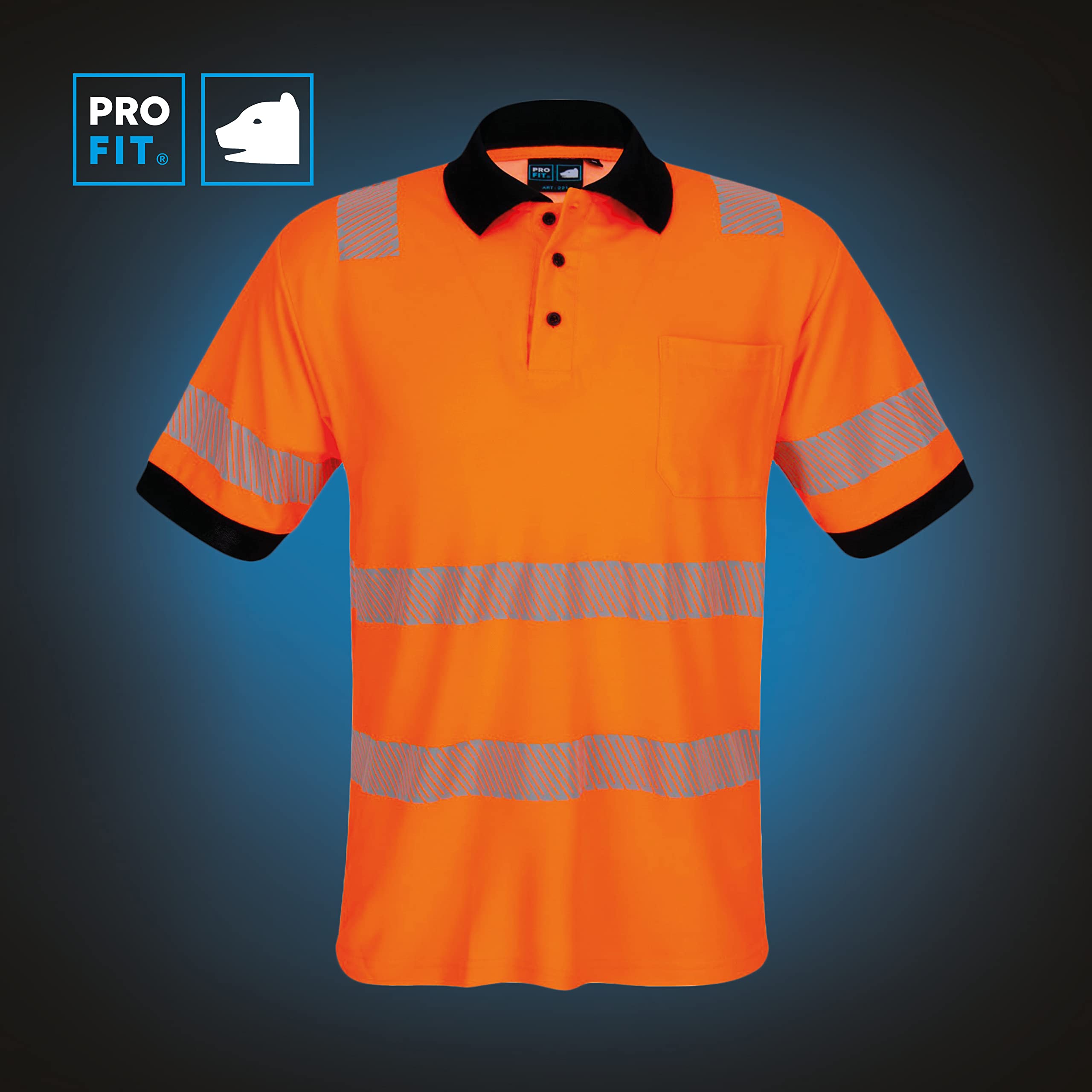 PRO FIT Warnschutz Poloshirt - EN ISO 20471 - UV-Schutz 40+ - Atmungsaktiv - Nachhaltiger Lyocellmix - Allergikerfreundlich