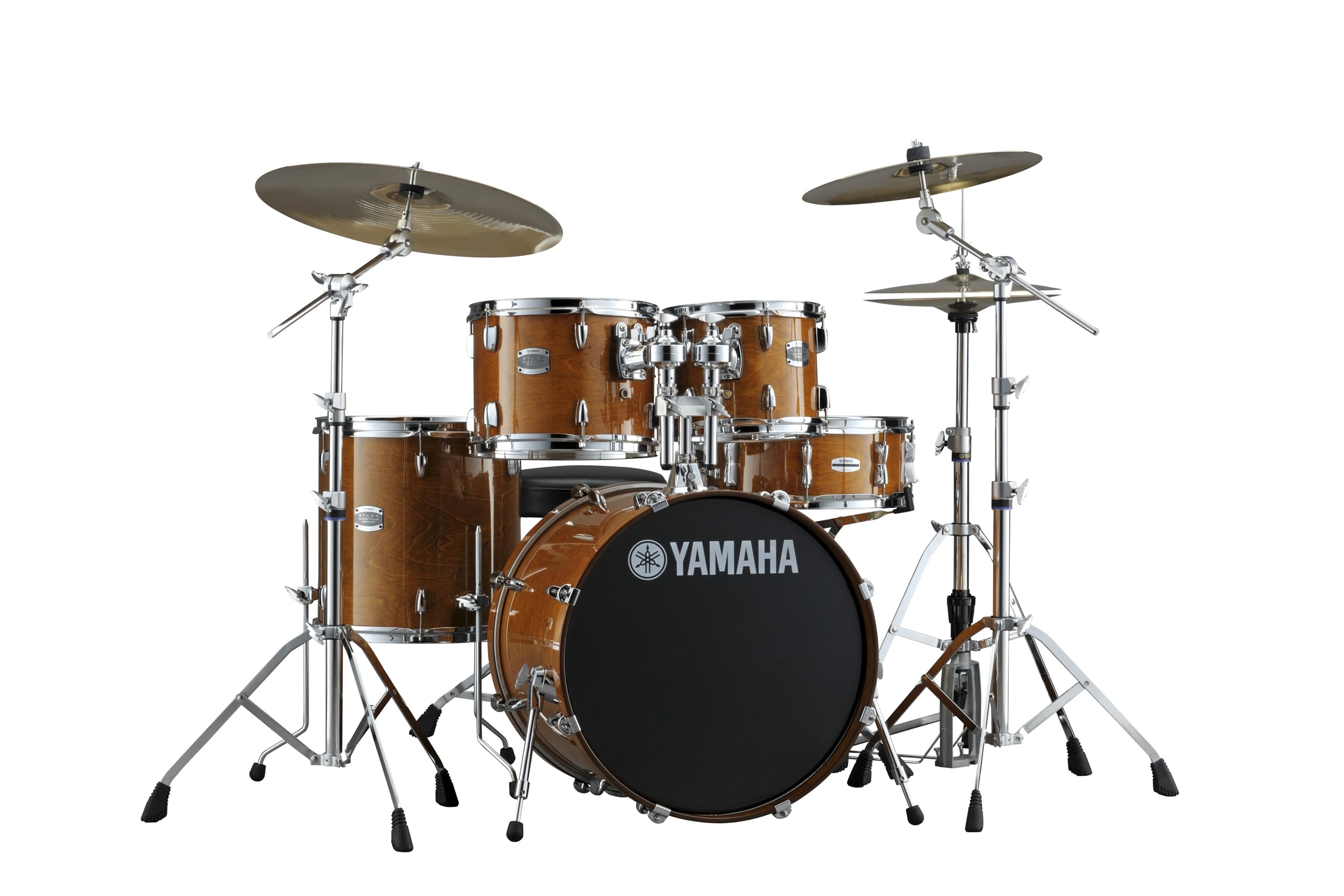 Yamaha Stage Custom Birch 5pc Drum Shell Pack With a 20 Kick Drum and 14” Snare Drum in Honey Amber For Students and Working Drummers (SBP0F50HA)