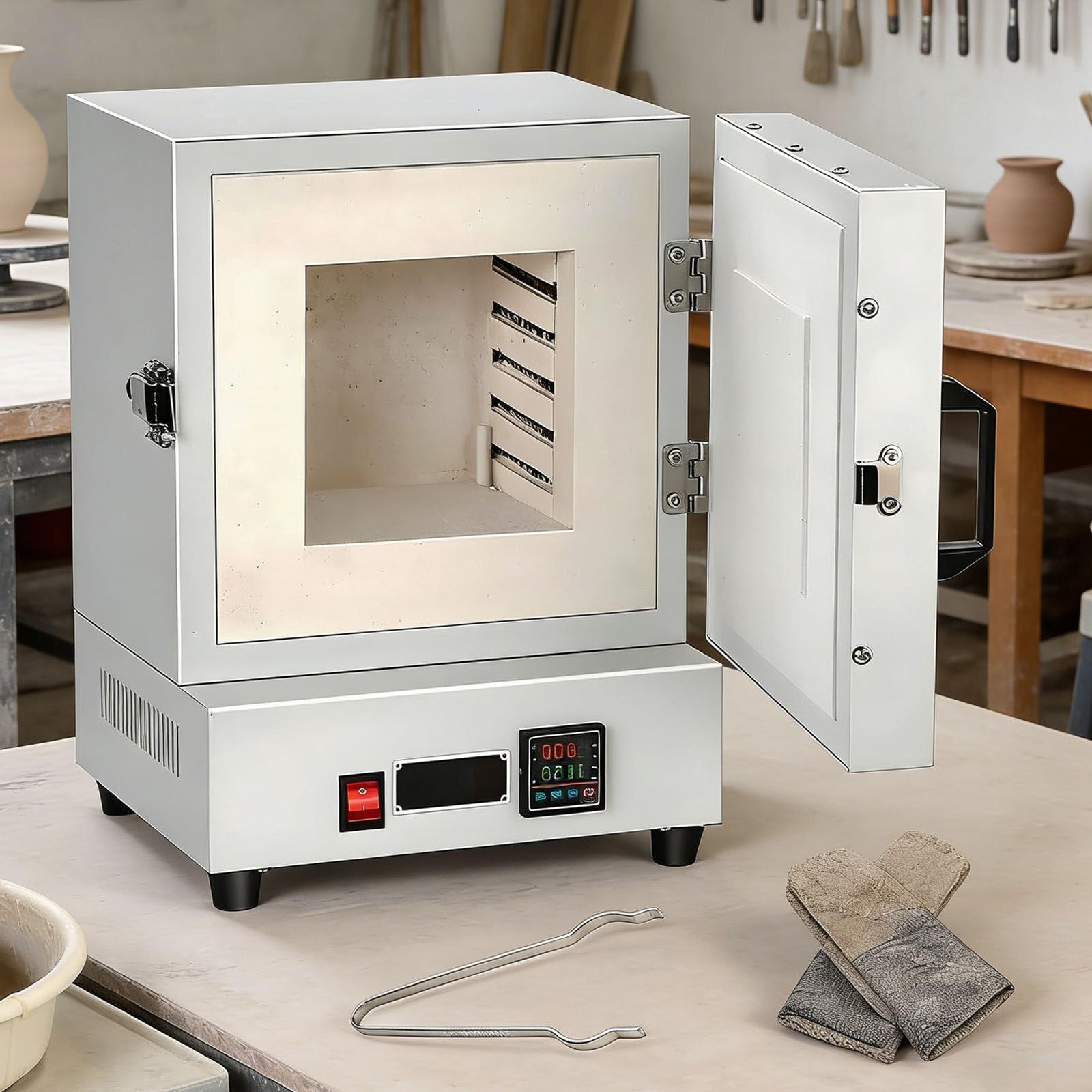 Horno de mufla cerrado con controlador de alta temperatura para hacer joyas, fundición de cera y bricolaje de cerámica