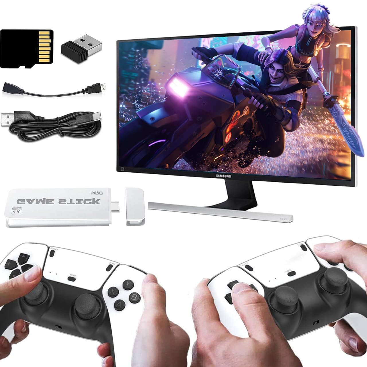 CWZZ Wireless Retro Game Console,4K HDMI Output Plug and Play Retro Video Games for Tv,20,000+ Games,with Dual 2.4G Wireless Controllers(64G)