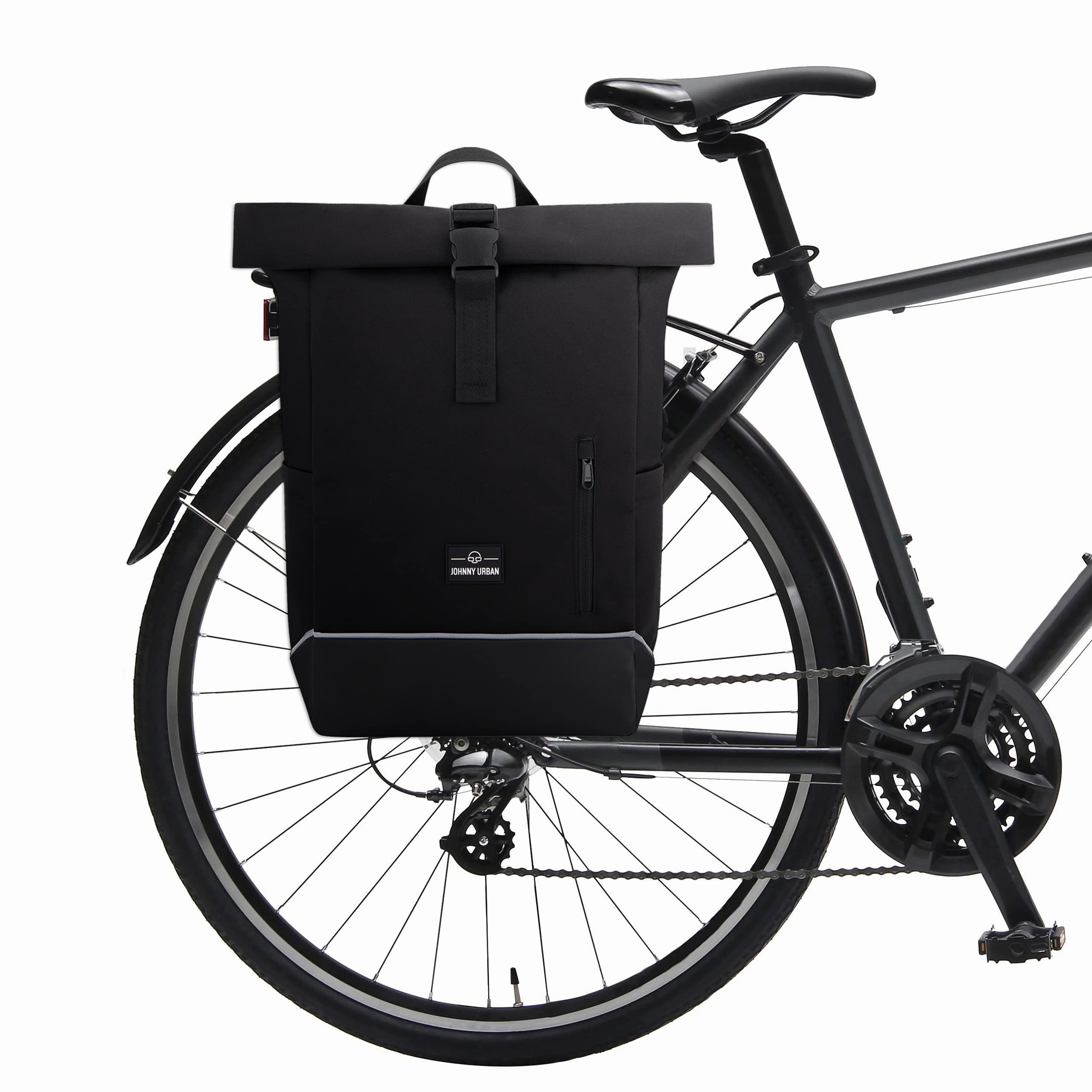 Johnny Urban Borsa per Bicicletta - Robin Medium Bike - 2 in 1 Borse Posteriori Bici Zaino Roll Top con Scomparto per Laptop da 16 Pollici - Accessori Cestino - Impermeabile