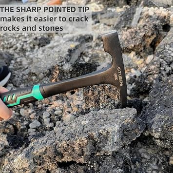 BUSKPOK Rock Pick Hammer, 21 oz Chipping Brick Hammer with Rubber Grip for Geological Study and Rock Hounding