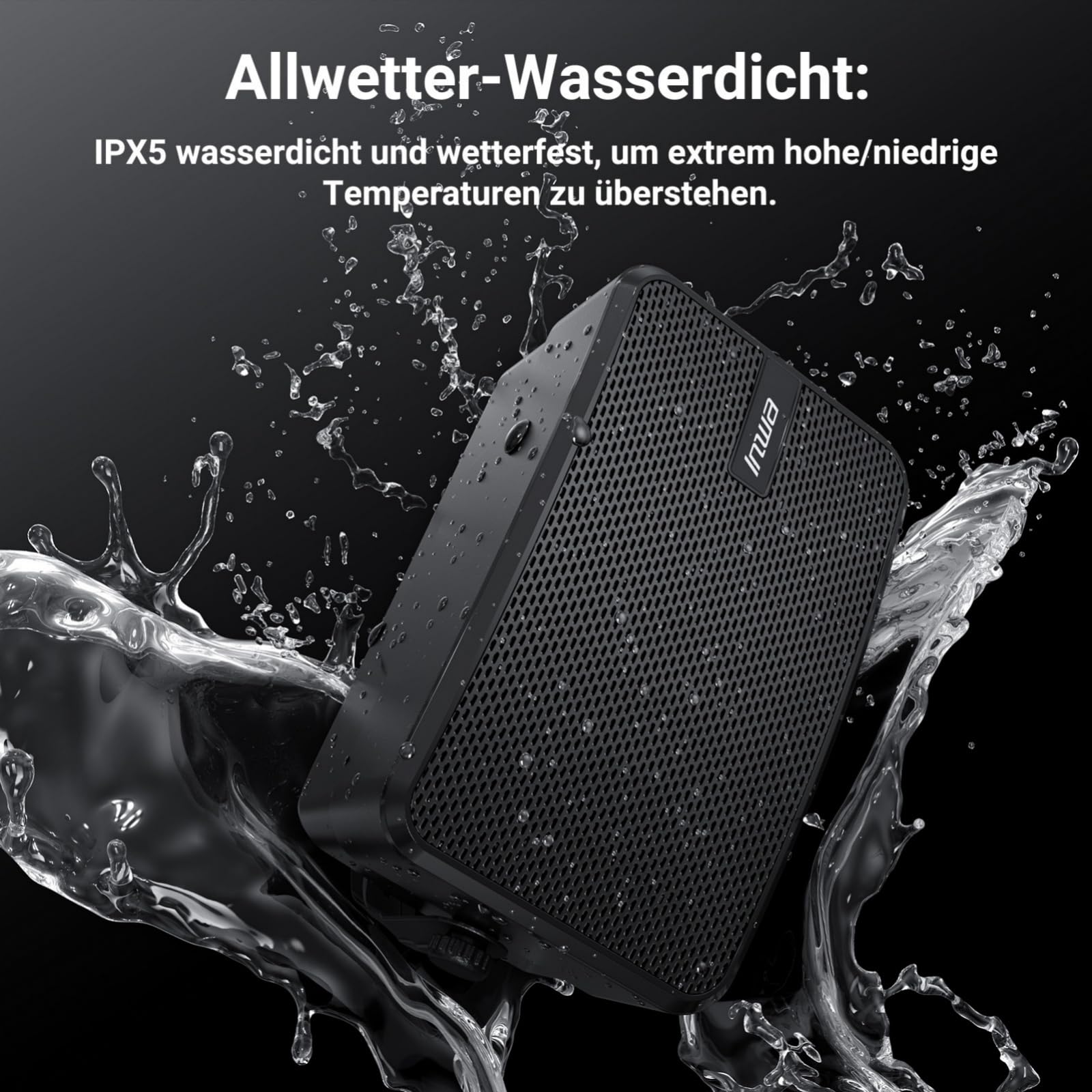 Inwa Outdoor Bluetooth 400W Lautsprecher, Aktiv/Passive Wandhalterung Lautsprecher, IPX5, Drahtlose, Stereo, Aux, für Innen, Überdachten Außen(Paar, MZ622, RMS 40W)