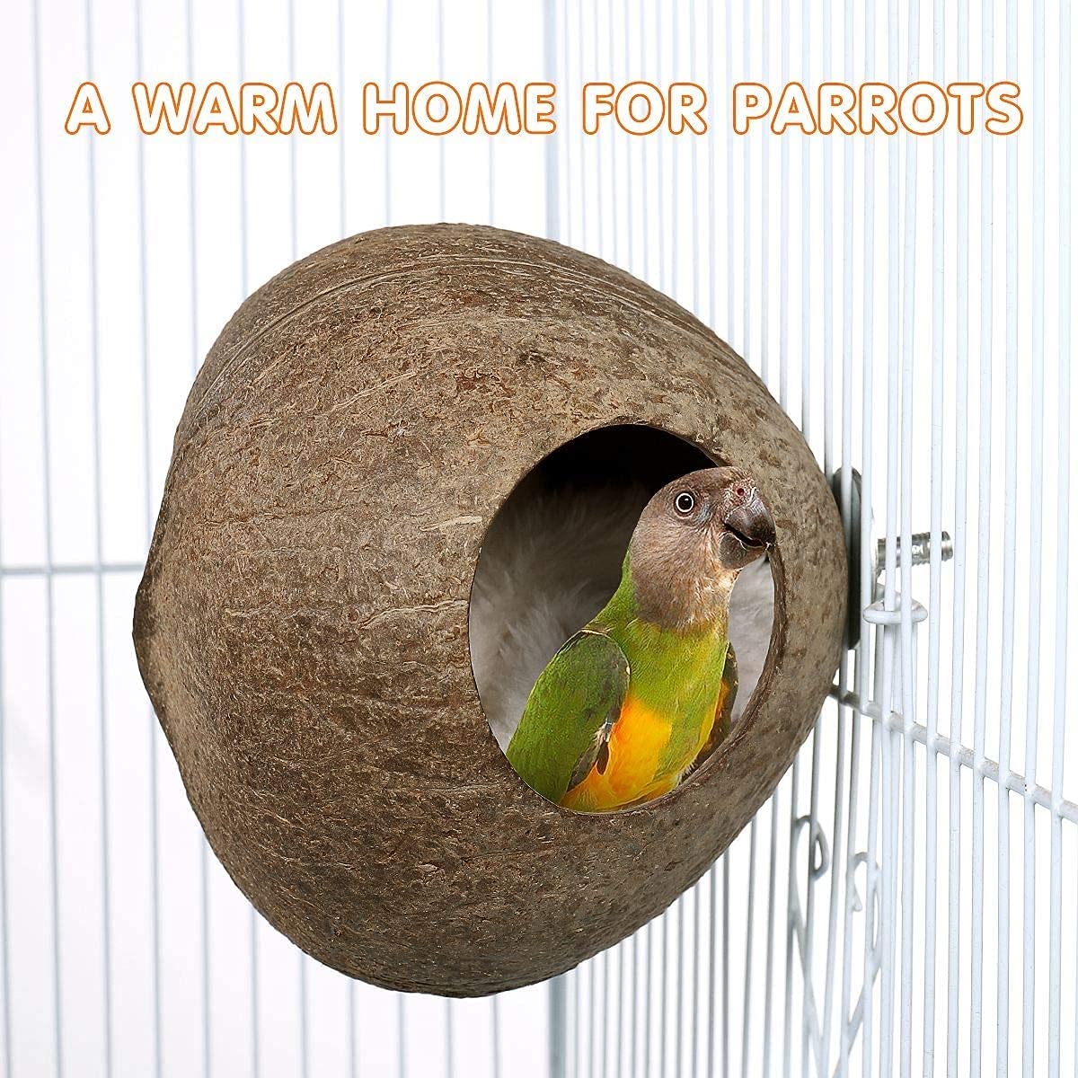 Nido de Loro Nidos de Pájaros Hamaca de Aves Artesanías Delicado Colgante de casa de pájaro cáscara de Coco Mascota Nido de pájaro hámster Nido de cría de Ardillas para Animales pequeños