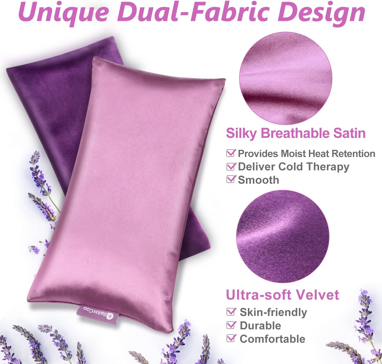 Lavender Eye Pillow for Relaxation, Yoga, Sleeping, Weighted Eye Mask Heated for Headache, Sinus, Dry Eye Relief, Moist Heat Eyes Compress, Meditation Accessories with Aromatherapy, Pack of 4