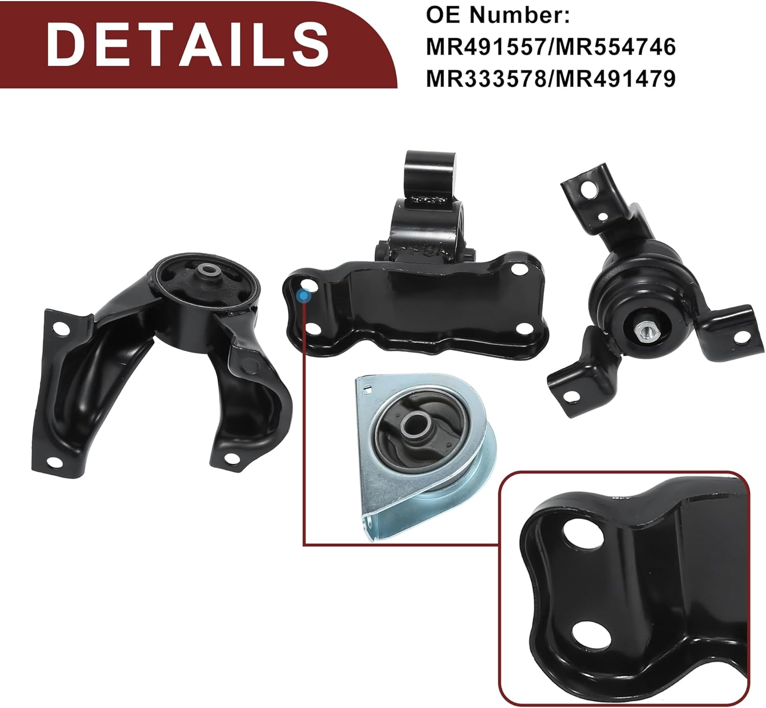 Engine Motor Trans Mount Set for Mitsubishi Lancer 2.0L 2002-2007 Vibration Isolation No.MR491557 | Engine Mount Set 1 Set