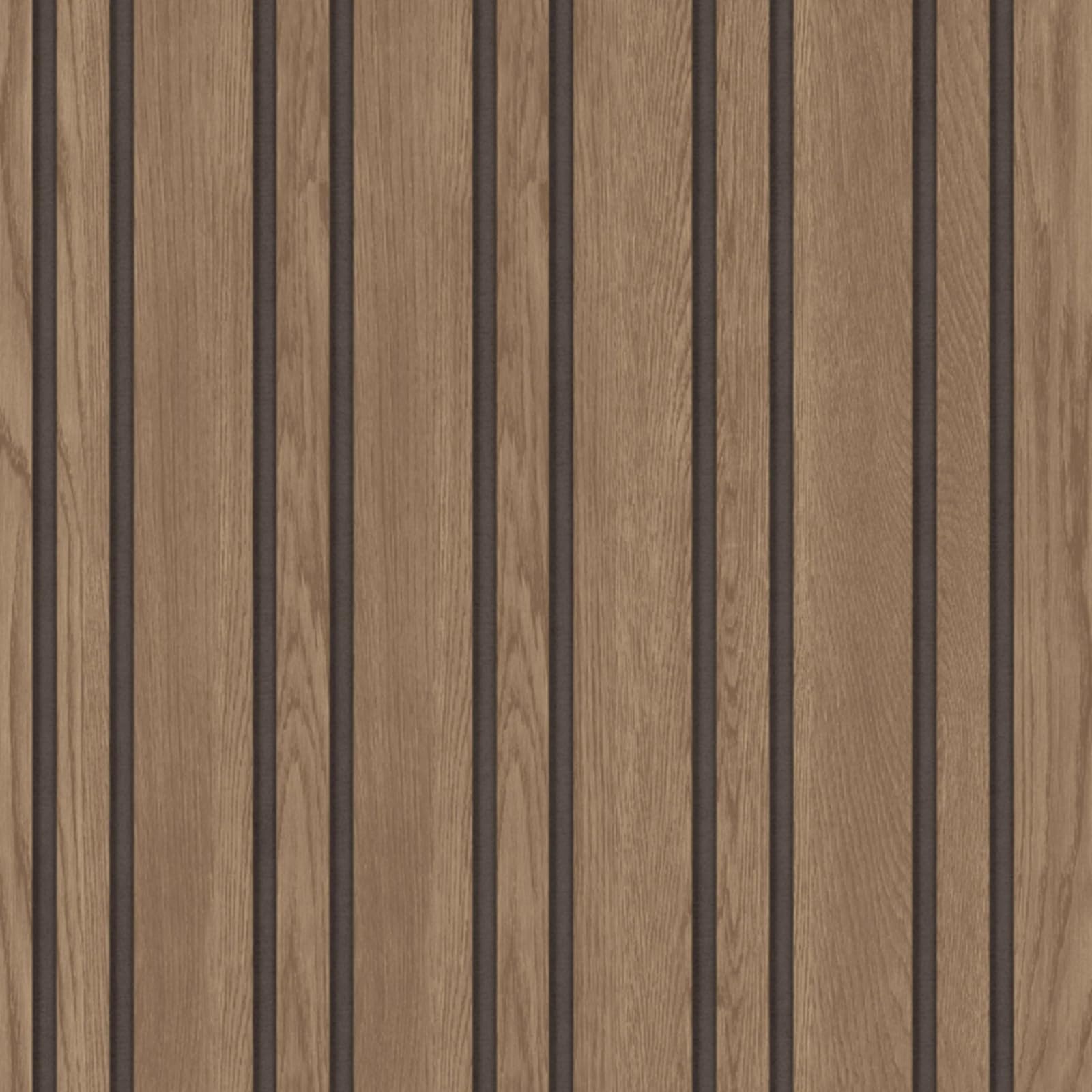 B&Q -  Brown Pinstripe Wooden Slats 3D Effect Wallpaper Smooth Finish Feature Wall