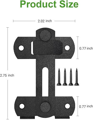 Miniatura 2 de 4 paquetes  Cerradura de puerta corrediza de granero de 3 pulgadas, pestillo de cerradura de puerta de acero inoxidable negro para puertas de valla