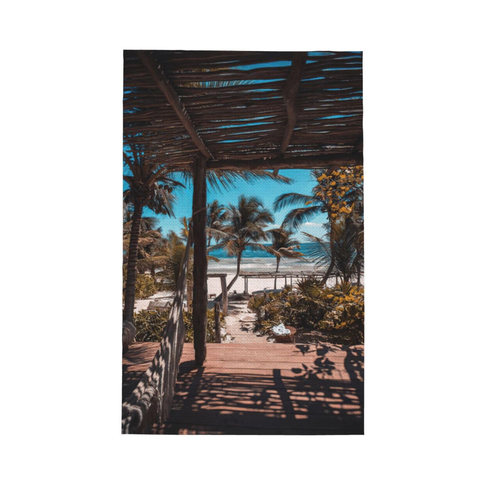 XXahnbm Beach Palm Trees Print Waffle Kitchen Towel,Absorbent Hand Towel