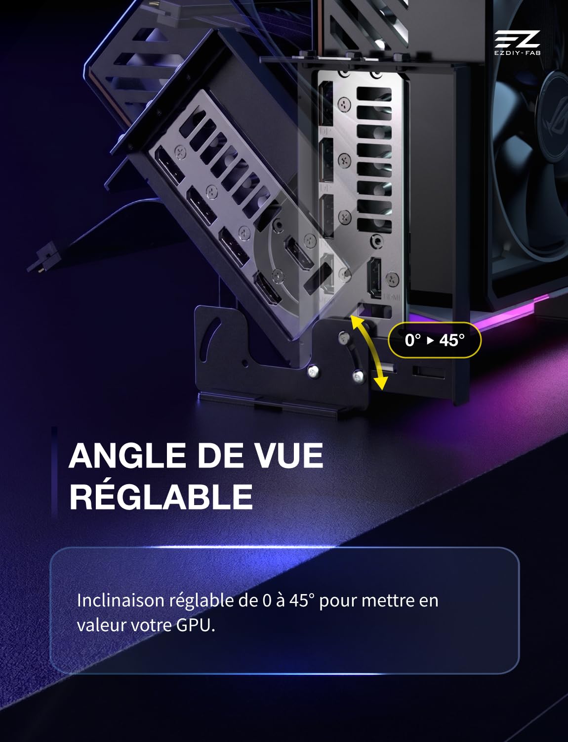 EZDIY-FAB AH18 PCIe 5.0 ARGB Supporto verticale multi-angolo per GPU, nero