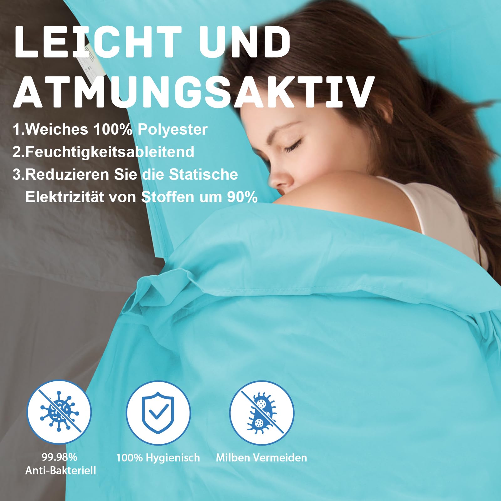 JAICOM Hüttenschlafsack, Ultraleichter Seideschlafsack für Reise, 2in1 Hüttenschlafsack, Schlafsack - 3, 4 Jahreszeiten Ultraleicht Mumienschlafsack, Ideal für Rucksackreise, Hotels, Outdoor, Camping