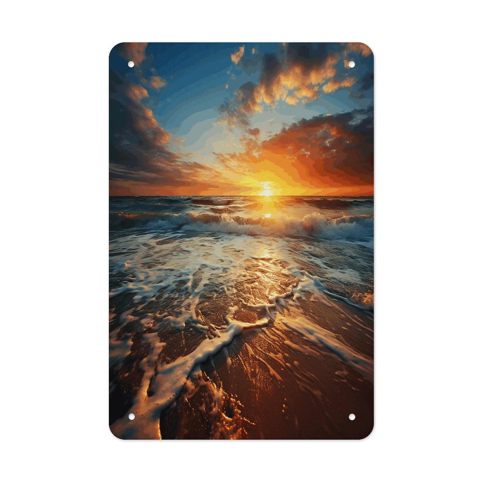 VstaDank Ocean Sunrise Metal Tin Signs Personalized Wall Art Prints Decoration Art Poster Funny Vintage Tin Sign Iron Sheet Painting Metal Signboard Decor Painting for Wall Decor
