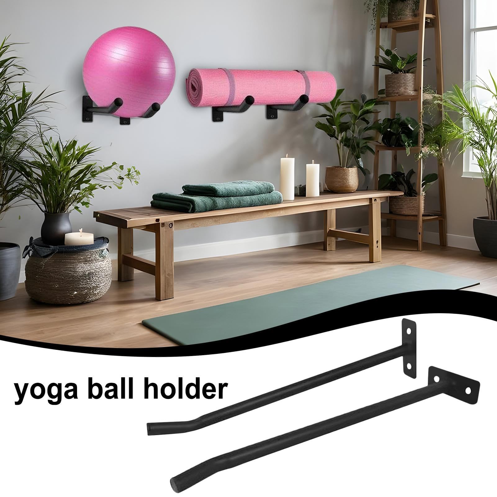 Supporto per Palla da Ginnastica, 2 Supporti da Parete per Esercizi, Resistenti Fino a 30 kg, per Palestra, Studio e casa, Organizer salvaspazio, Palle di stabilità, Medicina e Yoga