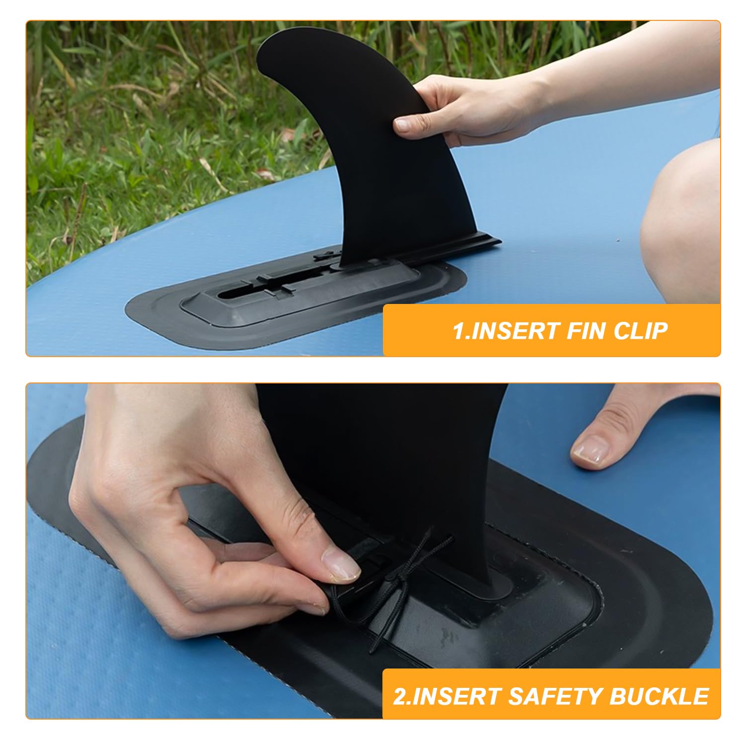 Clip de aleta universal para tabla de surf y paddle, adaptador inflable, liberación rápida, eje de remo ajustable (negro)