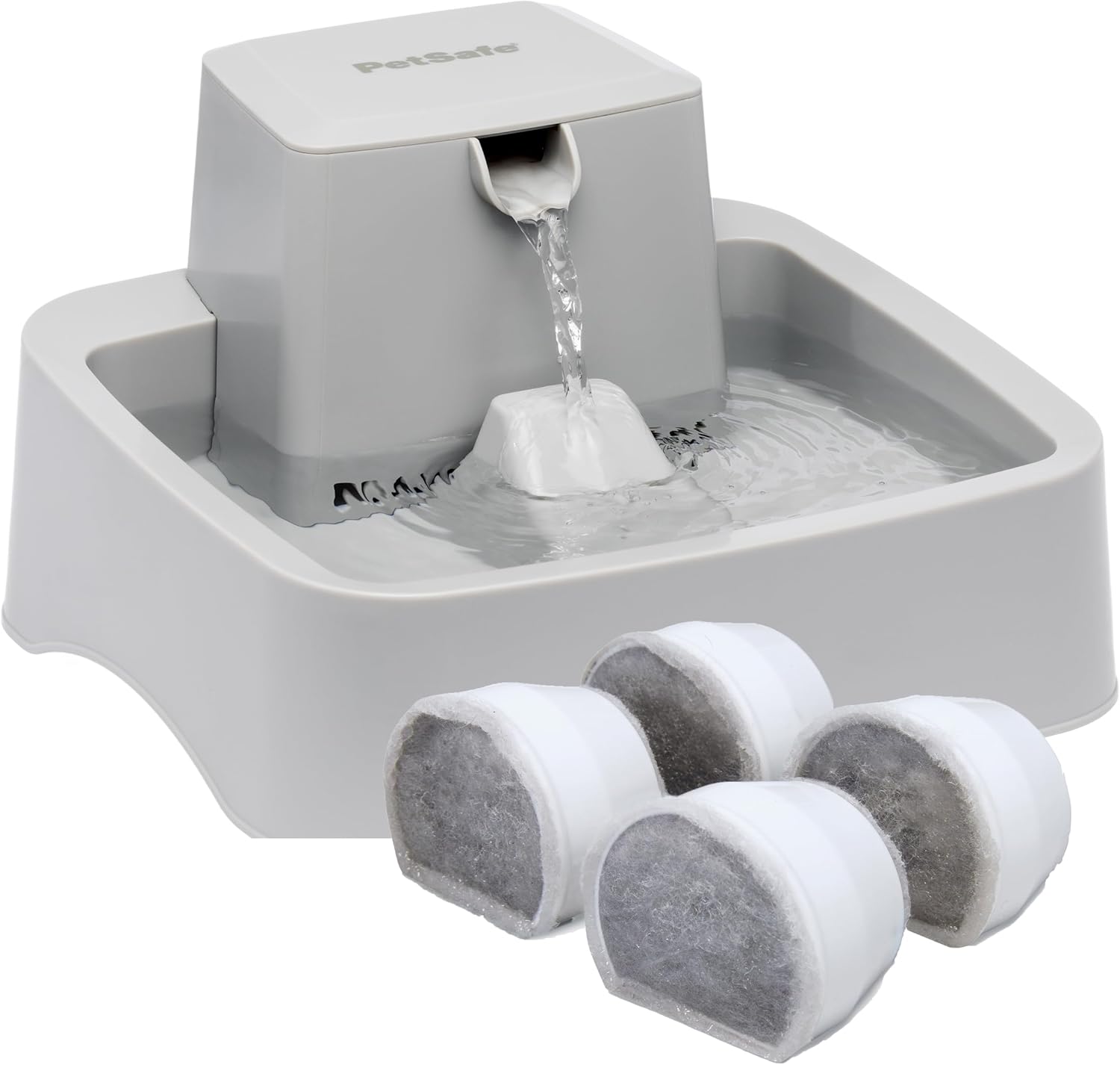 PetSafe Oasys 1/2 Gallon Pet Fountain for Cats and Small Dogs 1/2 Gallon Water Capacity Adjustable Flow Control Fresh, Filtered Water Easy to Clean - Extra Filters Included