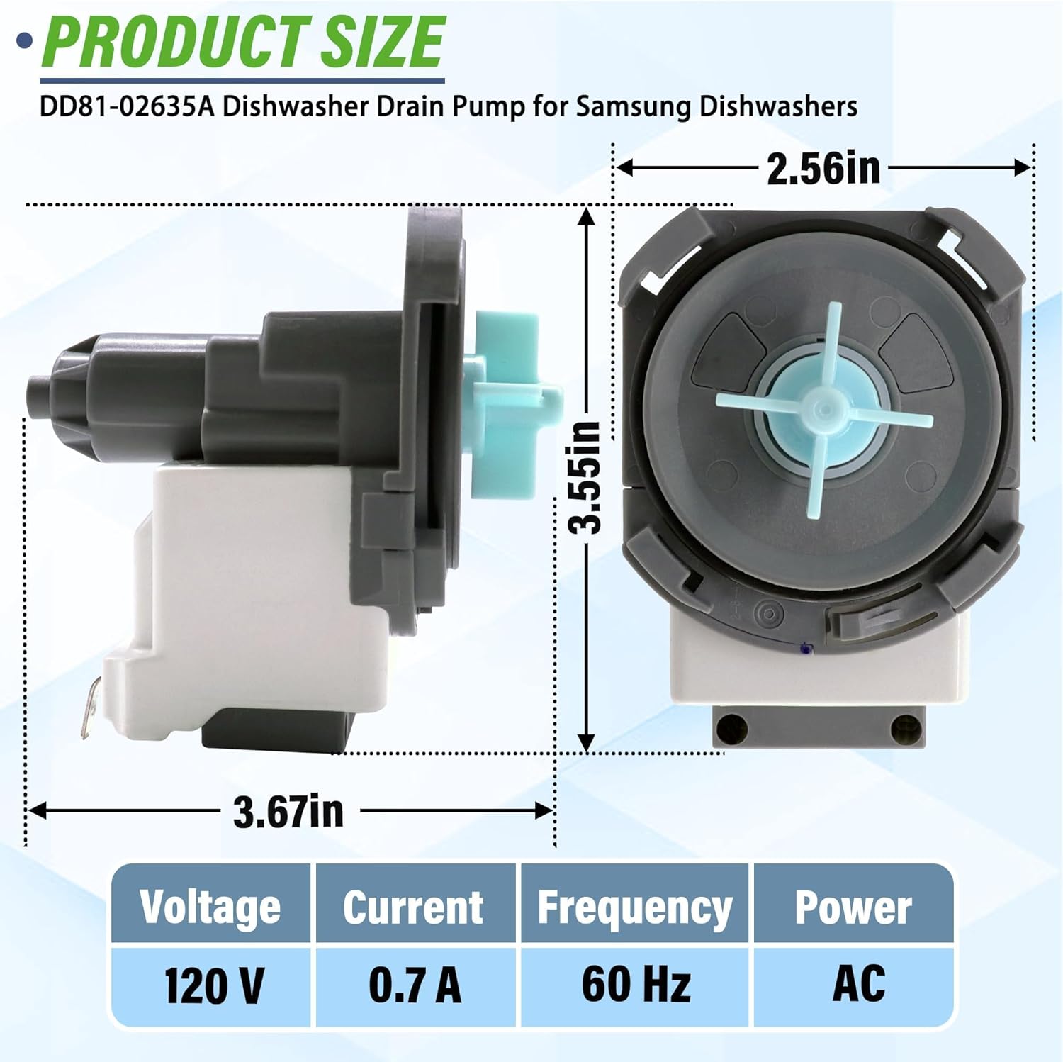 DD81-02635A B20-3A01 Dishwasher Drain Pump Assembly Compatible With Sam-sung Dishwashers DW80CG4021SRAA DW80CG4051SRAA DW80M2020US/AA DW80N3030UB/AA DW80N3030UB/AA-00 DW80N3030US/AA