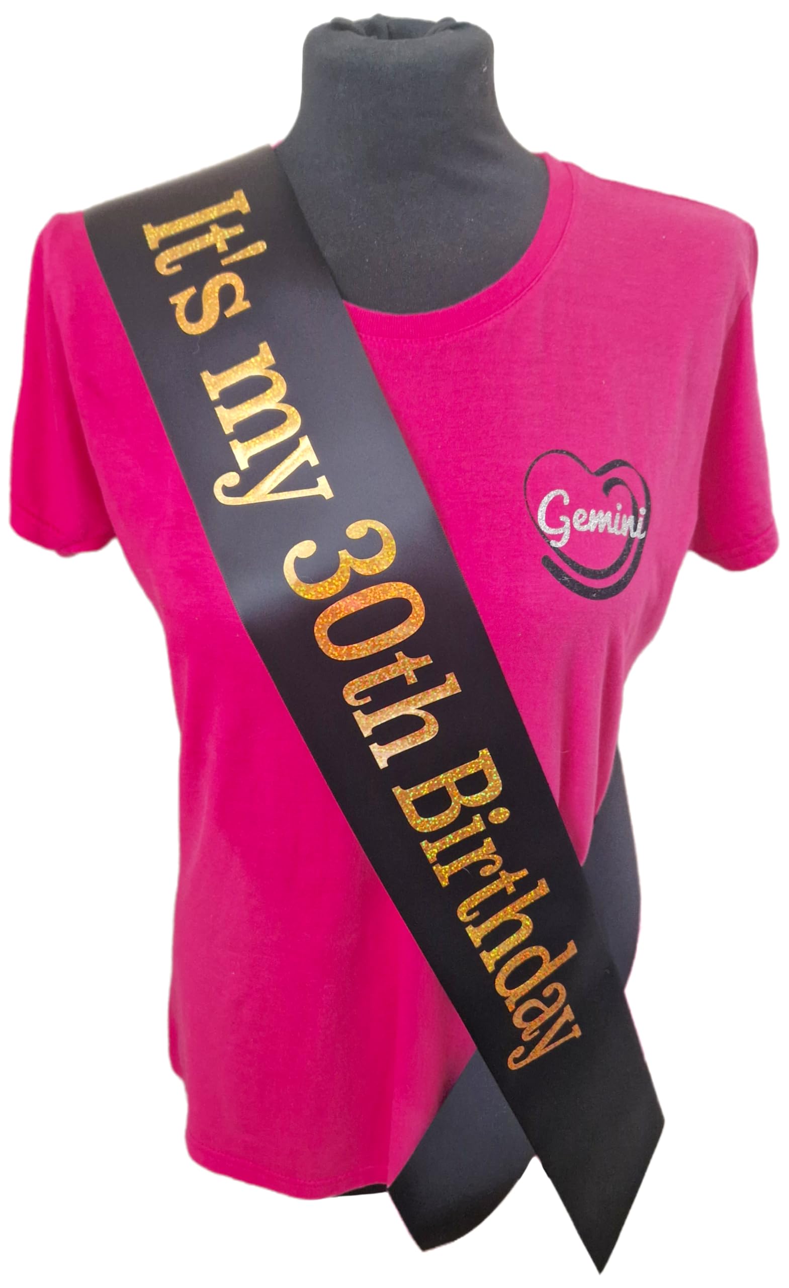 30th Birthday Sash - Its my 30th Birthday Sash - Beautiful Quality Black Ribbon and Holographic Gold Font