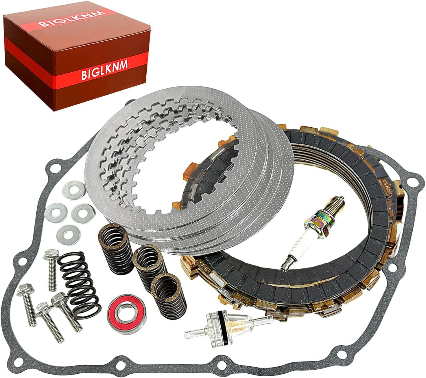 Clutch Friction Plates Kit & Gasket and Heavy Duty Springs Compatible for Honda NX650 XR500R XR600R XR650L Clutch Kit Replacement for 22201-MY6-670 11394-MY2-623