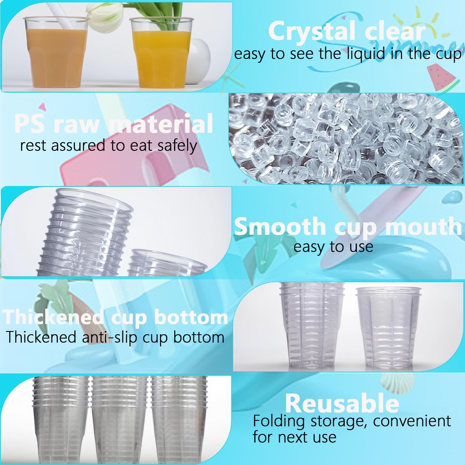 50 Pezzi Bicchieri Plastica Riutilizzabili da 220ml, Dura Bicchieri Trasparenti per Bevande, Bicchieri Plastica Rigida Lavabili per Vino, Champagne, Acqua, caffe, per Feste, Matrimon