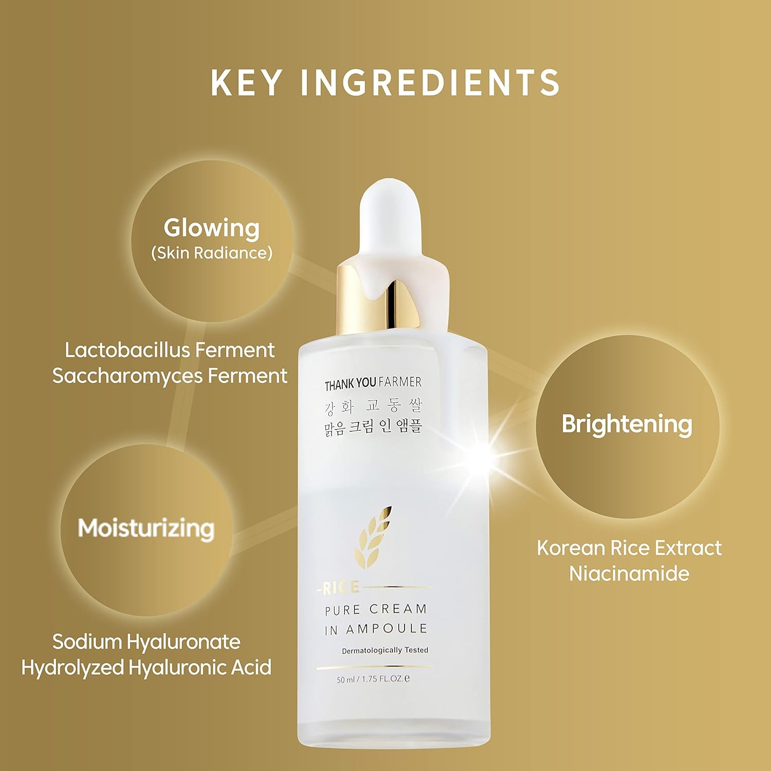 THANKYOU FARMER Rice Pure Cream In Ampoule, Double Layered Formula, Glass skin, Dermatologist Tested, Korean Rice Extracts, Niacinamide, Fragrance-Free, 1.75 fl.oz (50ml) - Image 5