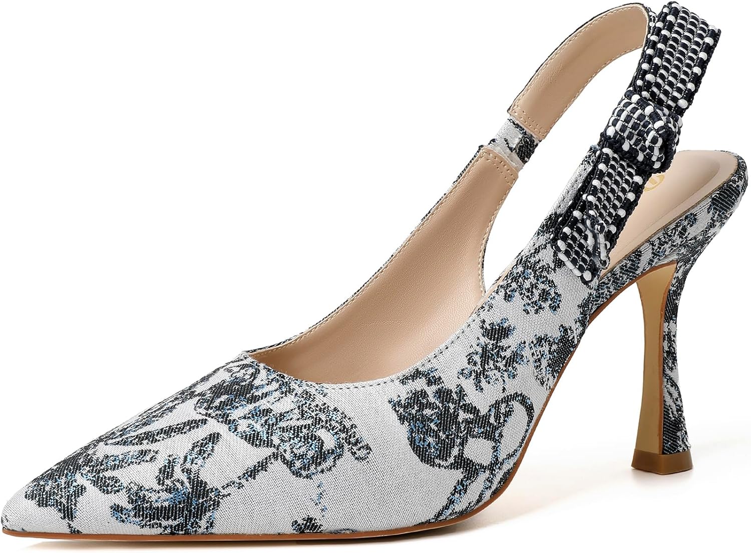 RIBONGZ Women Slingback Kitten Heels - Comfortable Patent Leather