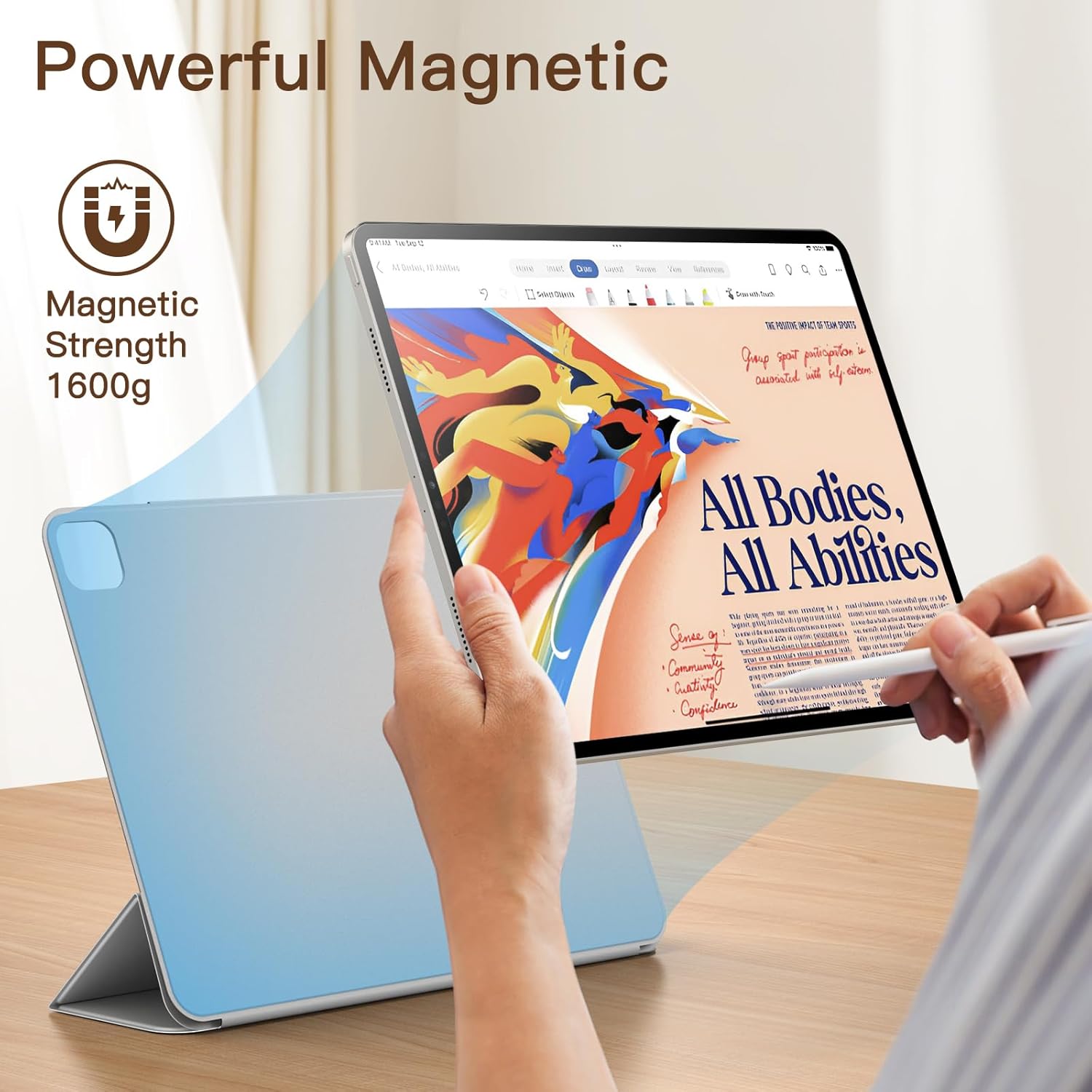 JETech Magnetic Case for iPad Pro 12.9 Inch 2022/2021/2020/2018 (6th/5th/4th/3rd Generation), Pencil 2nd Charging, Magnetic Attachment, Cover Auto Wake/Sleep (Silver) - Image 3