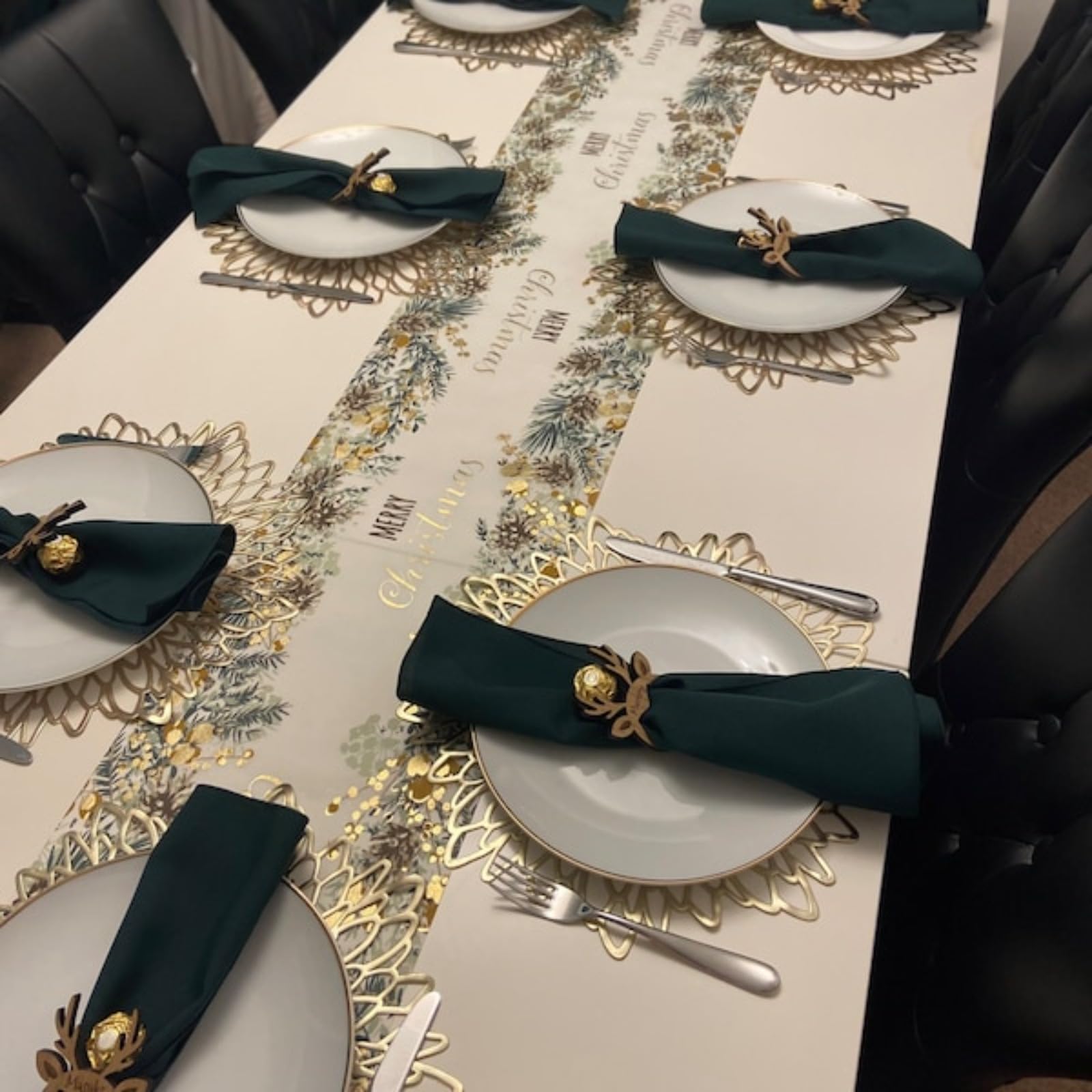 Portatovaglioli natalizi in legno a forma di renna, personalizzabili, con incisione, segnaposto, segnaposto, decorazione da tavola, decorazione per la cena, per Natale, vacanze, matrimoni, casa