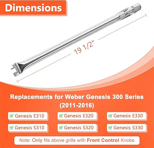 Miniatura 2 de QuliMetal Piezas de parrilla para Weber Genesis 330, quemadores de parrilla para Weber Genesis E330 E320 E310 S310 S320 S330 parrillas de gas con