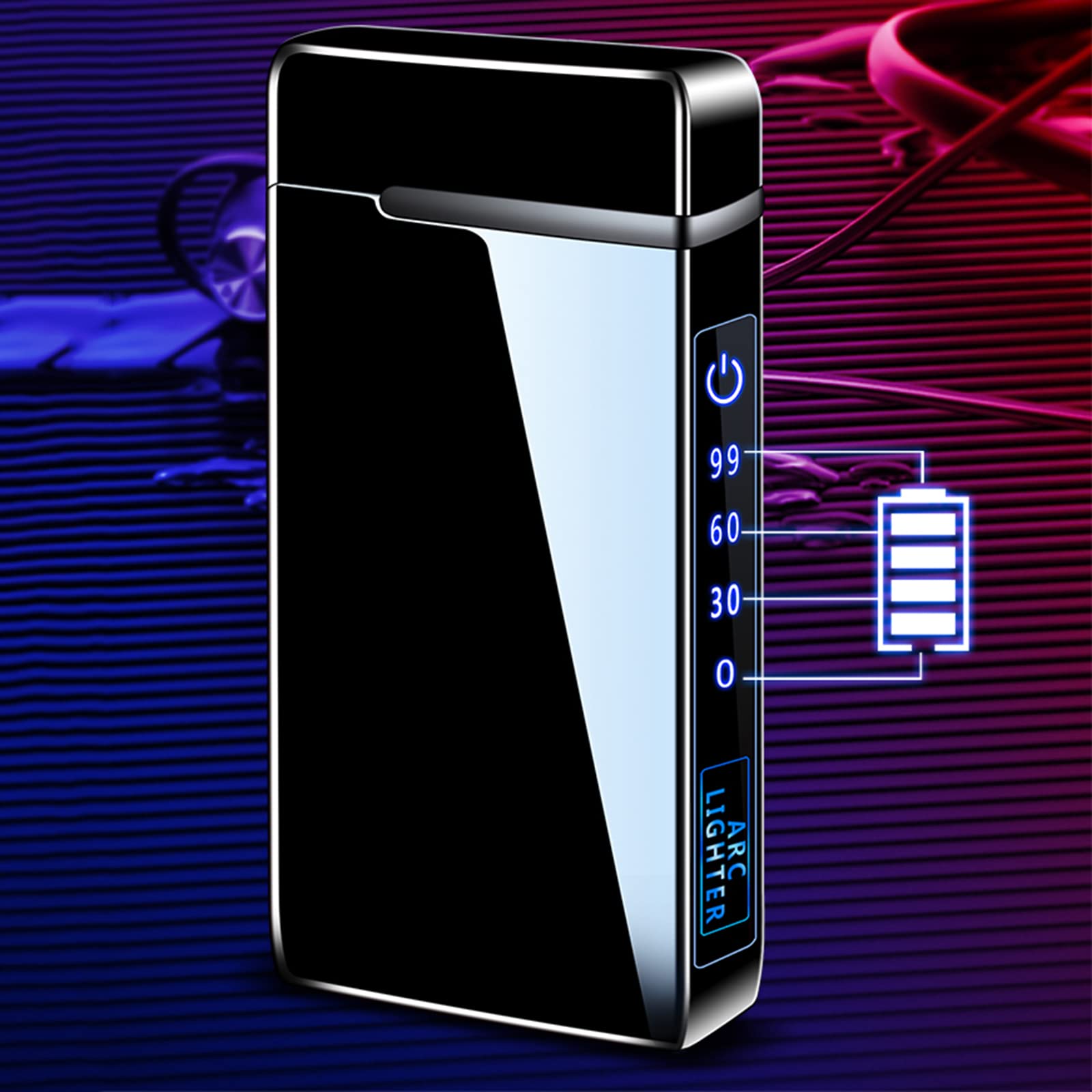FISHTEC Accendino Elettrico Ricaricabile USB - Doppio Arco, Antivento, Con Indicatore Di Batteria - 4