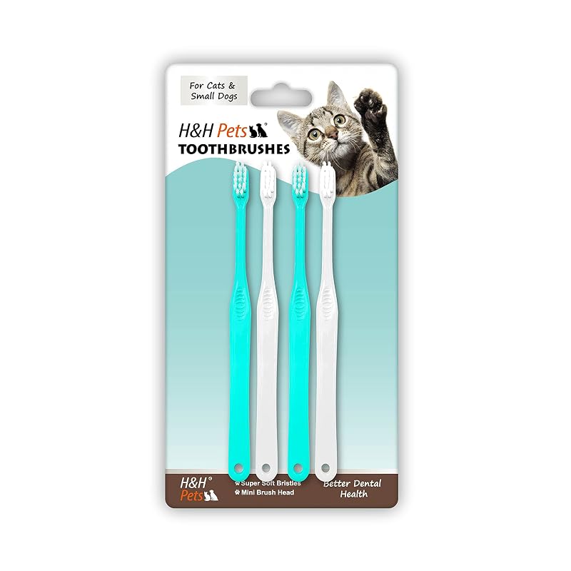 Escova de dentes macia para cães pequenos e gatos H&H Pets, pacote com 4