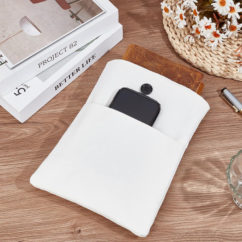CRASPIRE White Cotton Line Book Sleeve Fabric Binding Book Cover with Button Washable Reusable Protector Notebook Cloth for Adult Scrapbooking DIY Crafts for Hardcover Paperbacks Book Lovers - Image 3