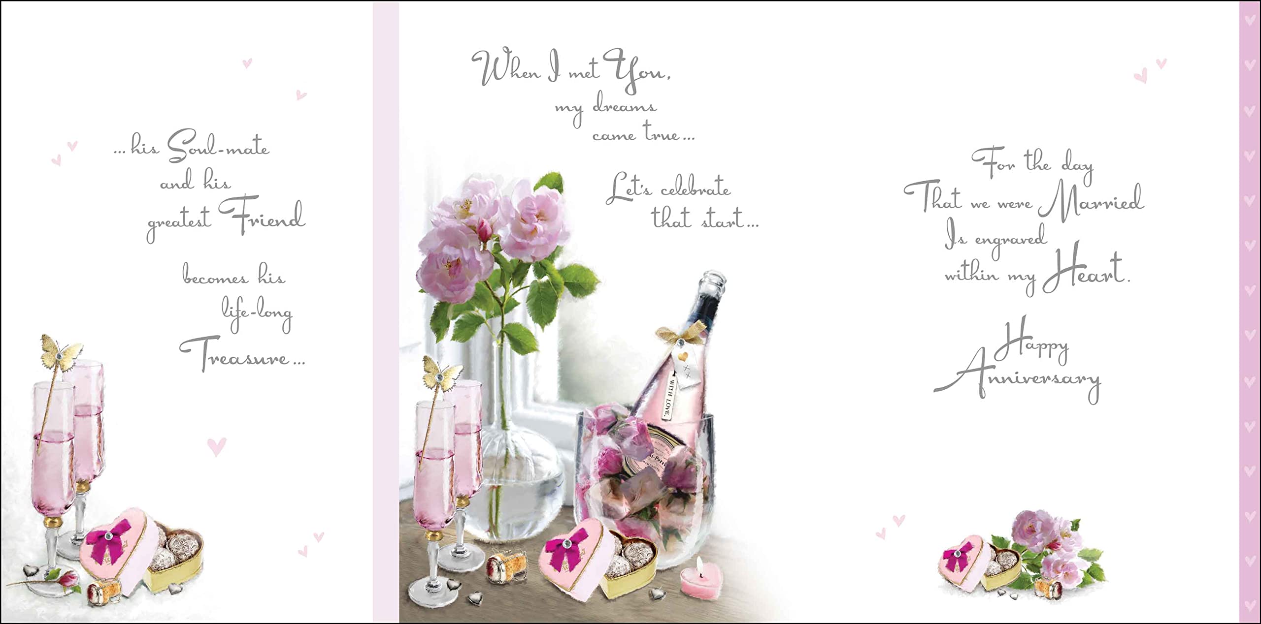 Jonny Javelin Artistic Anniversary Wishes Greeting Card, 'To My Wonderful Wife', Champagne and Truffles Design - Image 2