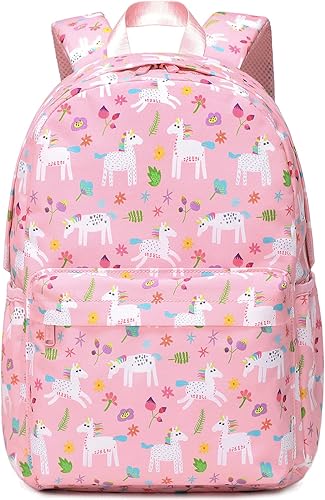 Miniatura 2 de Abshoo Lindas mochilas ligeras para niños y niñas, mochila preescolar con bolsas de almuerzo, Unicornio rosa a, S