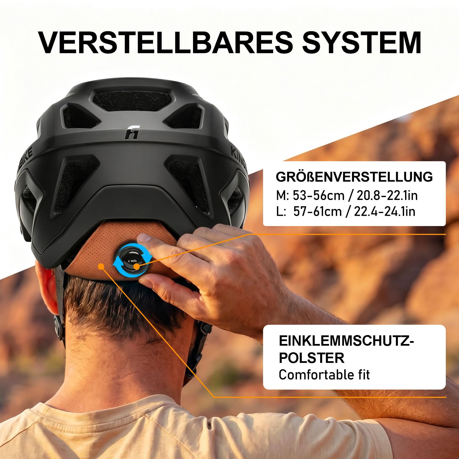 KINGBIKE Professioneller Mountainbike Helm E-MTB NTA-8776 E-Bike Sicherheitshelm mit 3-stufig verstellbarem Visier & Kamera-Halterung MTB-Fahrradhelm für Erwachsene
