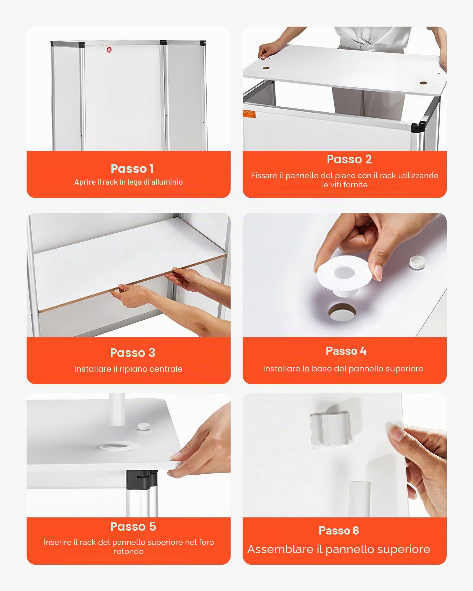 VEVOR Bancone Fieristico Portatile, 785 x 380 x 1815mm Stand Fieristico Bancone Espositivo, Tavolo da Bar Pieghevole Promozionale per Vendita al Dettaglio