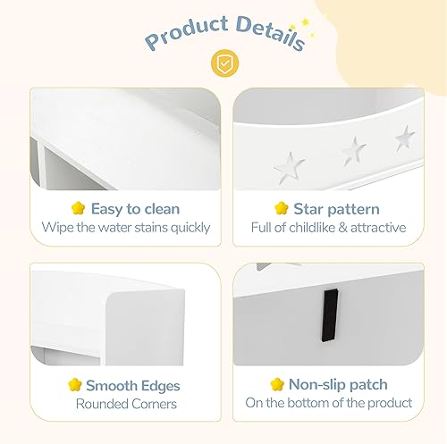 Miniatura 6 de Curipeer Estantería para niños, estantería de madera de tres niveles y medio, estantería para sala de juegos, guardería, dormitorio, armario de