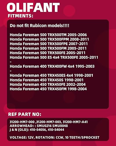 Miniatura 2 de Motor de arranque para Honda Foreman 500 2005-2011 Foreman 400 450 Starter Honda TRX500 TRX450 TRX400 31200-HM7-003 SMU0048