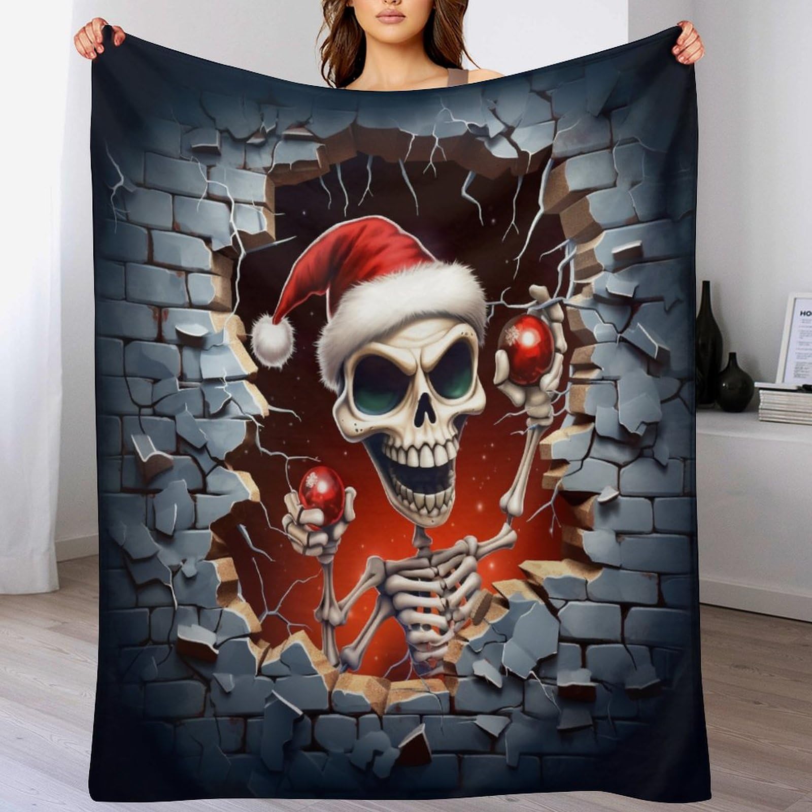 Couverture flannel lavable à la machine crâne pour frissons d'hiver