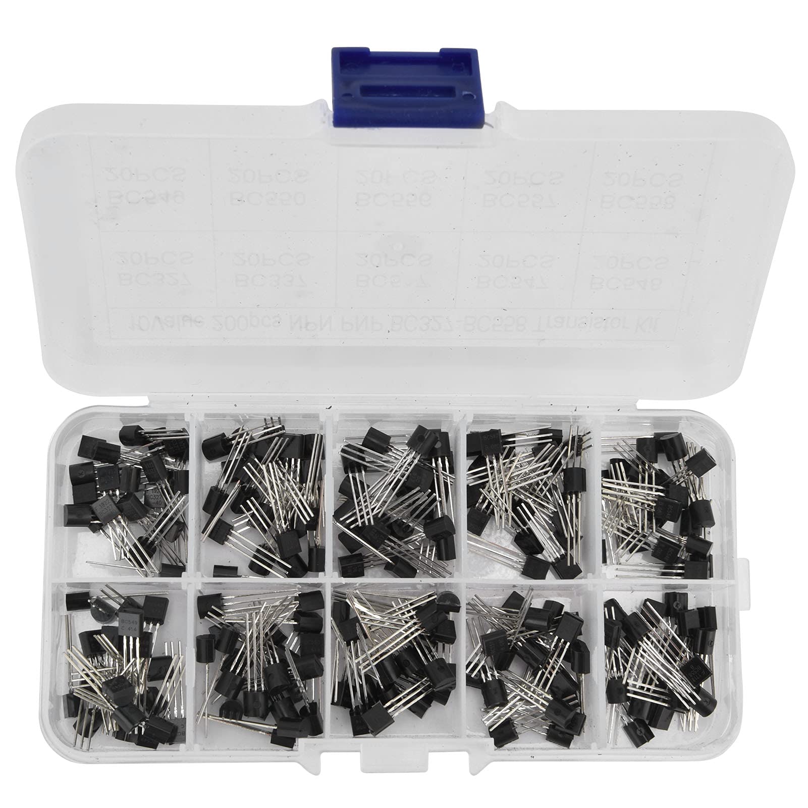 200 Stück Transistor Set, Dioden Sortiment Kit Mit Clear Box,BC327 BC337 BC517 BC547 BC548 BC549 BC550 BC556 BC557 BC558