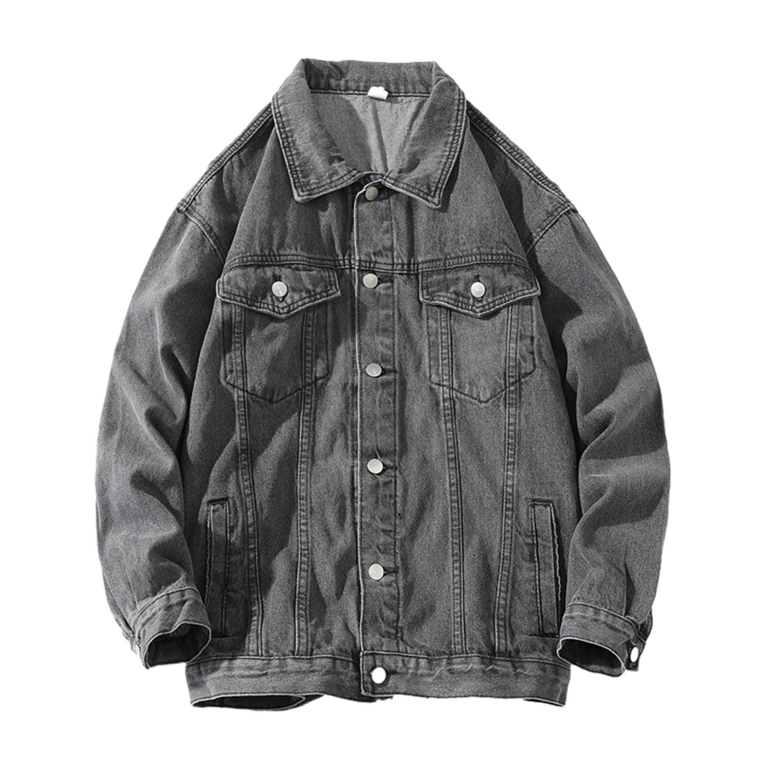Giacca di Jeans Uomo Giubbino Giubbotto Primaverile Denim Oversize Casual Giacchetto Cowboy Abbigliamento Mezza Stagione Autunnali