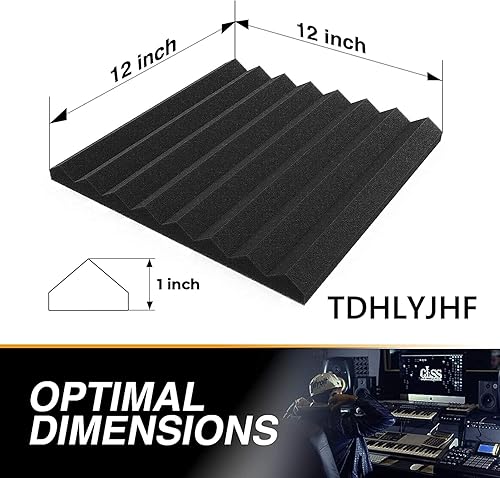 Paquete de 52 paneles de espuma acústica, de 1 x 12 x 12 pulgadas, paneles de pared de espuma acústica de absorción de sonido (color negro/rojo)