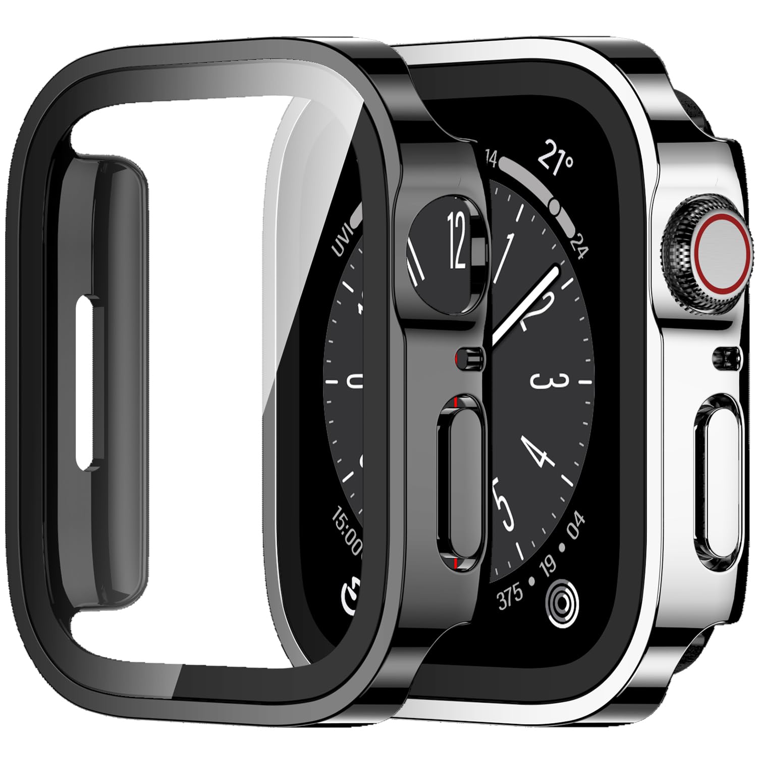 Amizee 2 Pack Compatible with Apple Watch Series 9 8 7 45mm Case with Built-in Screen Protector, Ultra-Thin Hard PC Straight Edge Anti-Scratch
