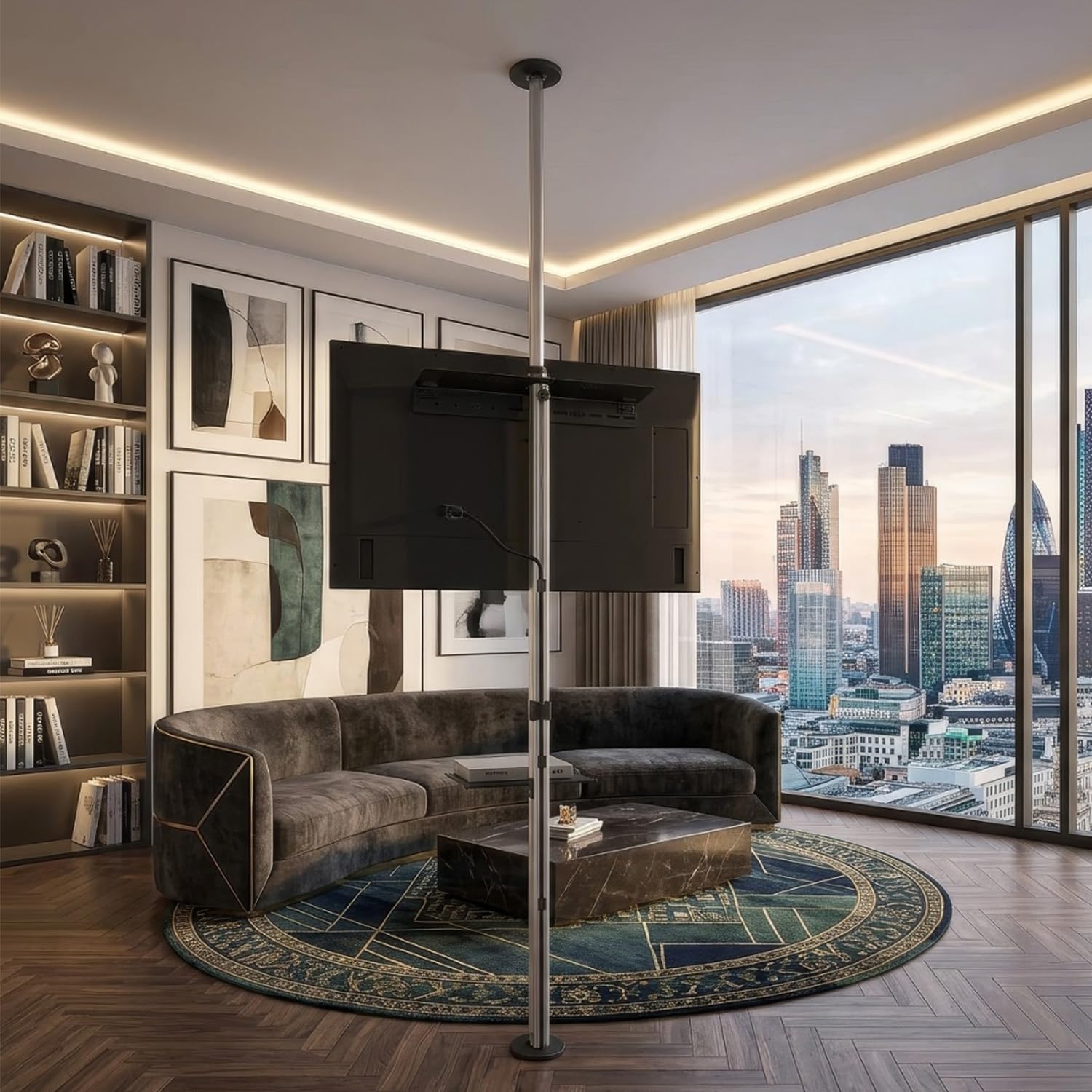 Maclean MC-791N Porta TV Telescopico Soffitto- Pavimento con mensola 37 "-70", max. 30 kg