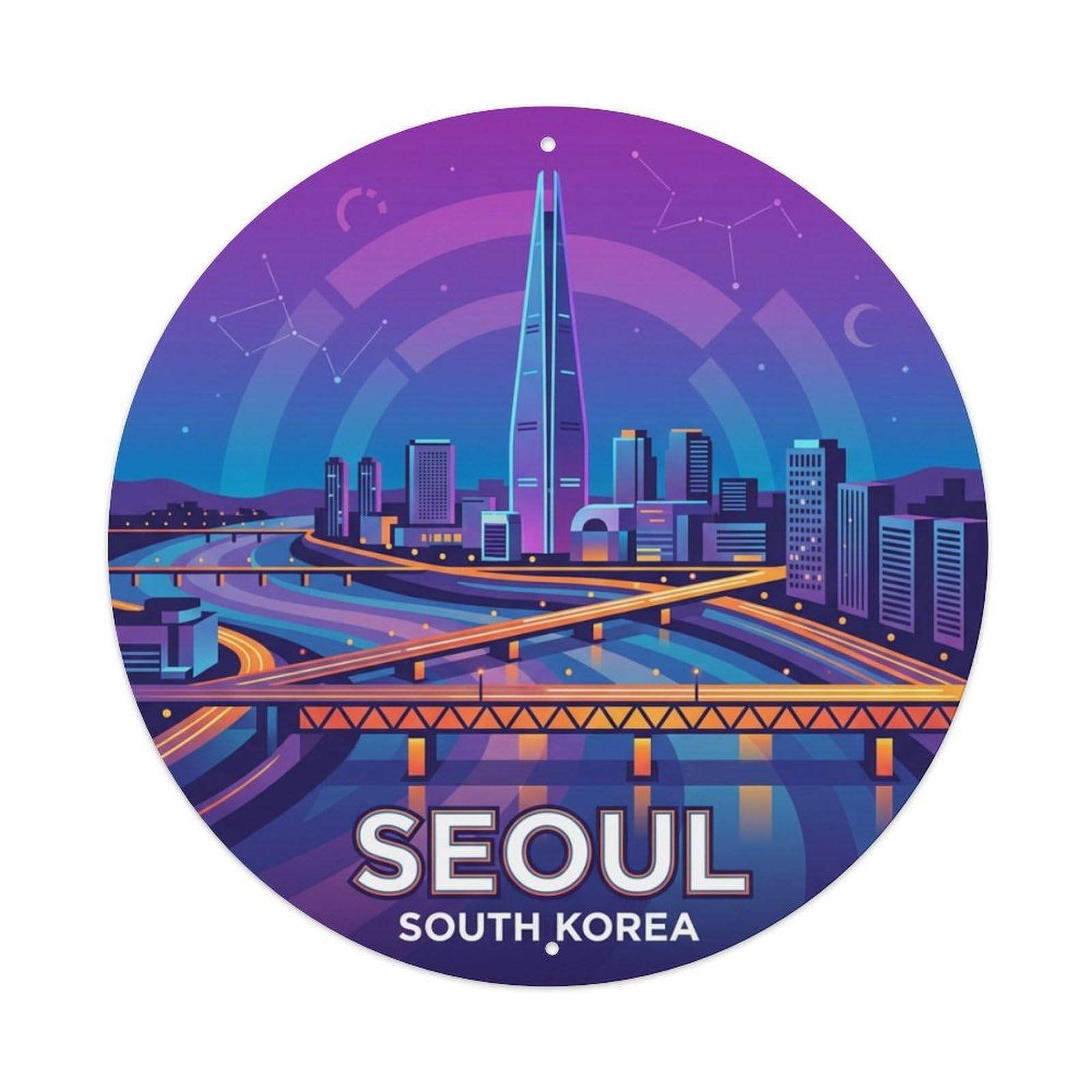 Vintage Travel Seoul Korea Twilight Metal Tin Sign