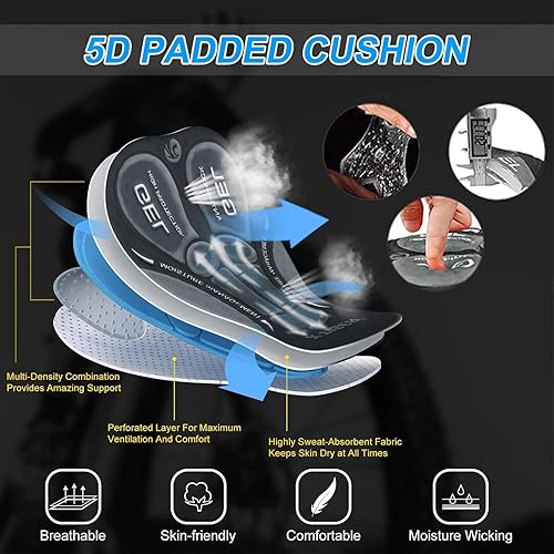 Miniatura 5 de X-TIGER Pantalones cortos de ciclismo para hombre con acolchado 5D, pantalones cortos de ciclismo MTB con diseño transpirable y absorbente