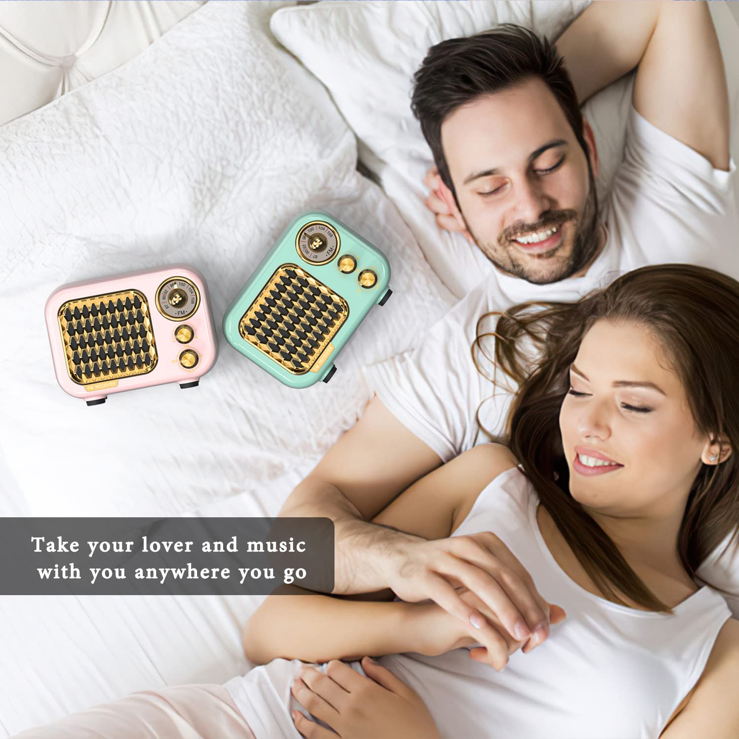 Tendak Radio Portatile FM Bluetooth 5.1 Retro, Altoparlante Hi-Fi, Batteria 1000 mAh, Supporto TF/AUX/USB